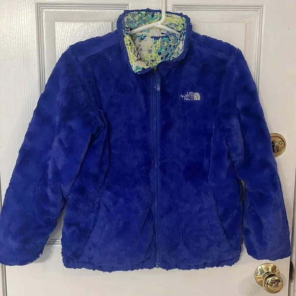Girls The north face reversible blue splattered jacket - Picture 1 of 14
